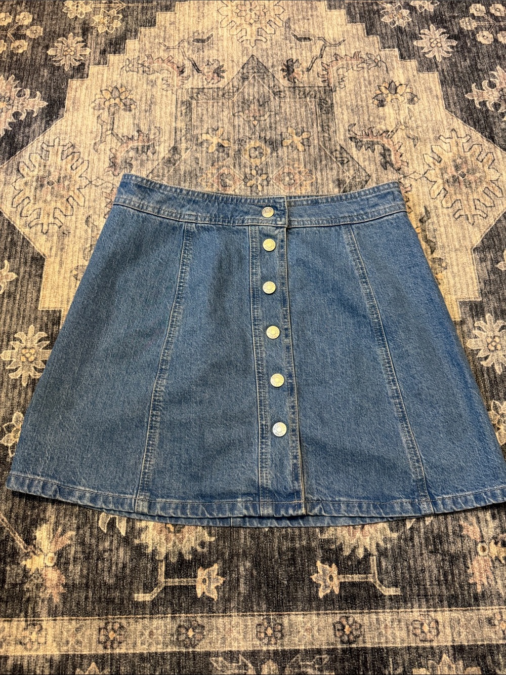 Madewell Blue Button-Front Denim A-Line Skirt